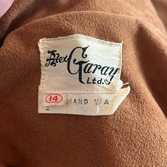 Vintage 70s Faux Suede Suit Matching Blazer and Midi Wrap Skirt Large Caramel - Picture 15 of 16